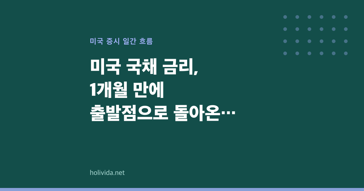 미국 국채 금리, 1개월 만에 출발점으로 돌아온 의미